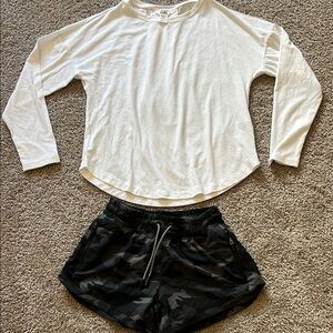 Athleta Girl outfit girls size 8-10. Long sleeve top and elastic waist shorts